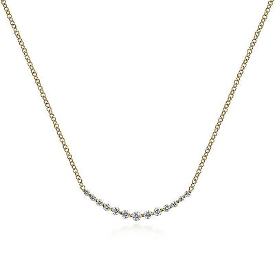 Gabriel & Co. NK4942Y45JJ 14K Yellow Gold Diamond Curved Bar Necklace