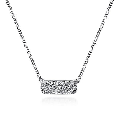 Gabriel & Co. NK4943W45JJ 14K White Gold Pave Diamond Bar Necklace