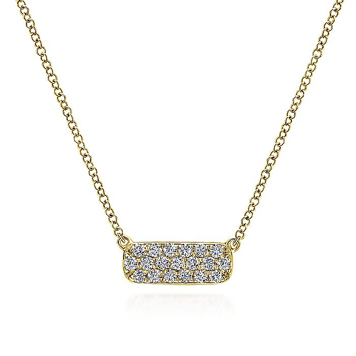 Gabriel & Co. NK4943Y45JJ 14K Yellow Gold Rectangular Diamond Pendant Necklace