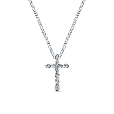 Gabriel & Co. NK4996W45JJ 14K White Gold Diamond Cross Necklace