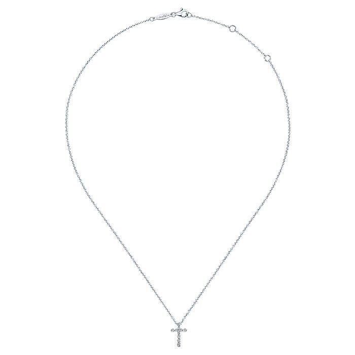 Gabriel & Co. NK4996W45JJ 14K White Gold Diamond Cross Necklace