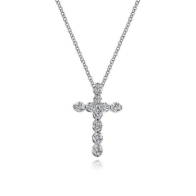 Gabriel & Co. NK4997W45JJ 14K White Gold Diamond Cross Pendant Necklace