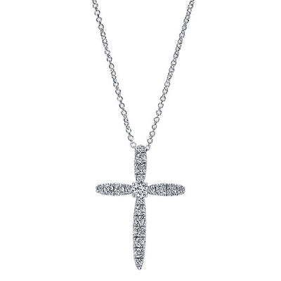 Gabriel & Co. NK5003W45JJ 14K White Gold Diamond Cross Pendant Necklace