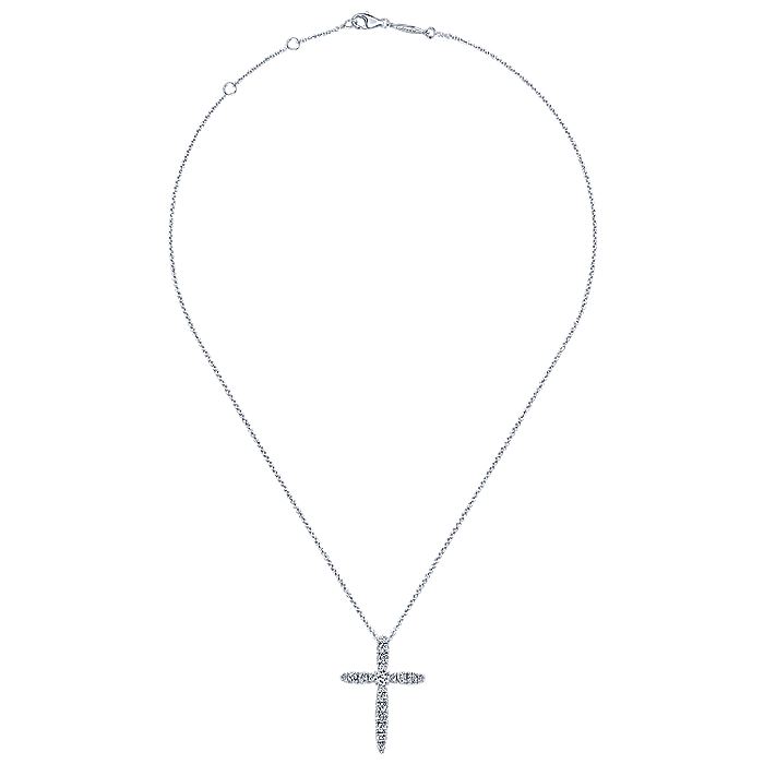 Gabriel & Co. NK5003W45JJ 14K White Gold Diamond Cross Pendant Necklace