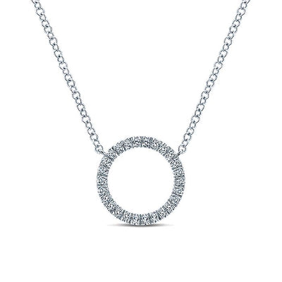 Gabriel & Co. NK5078W45JJ 14K White Gold Circle Diamond Pendant Necklace