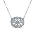 Gabriel & Co. NK5086W45JJ Vintage Inspired 14K White Gold Oval Filigree Diamond Pendant Necklace