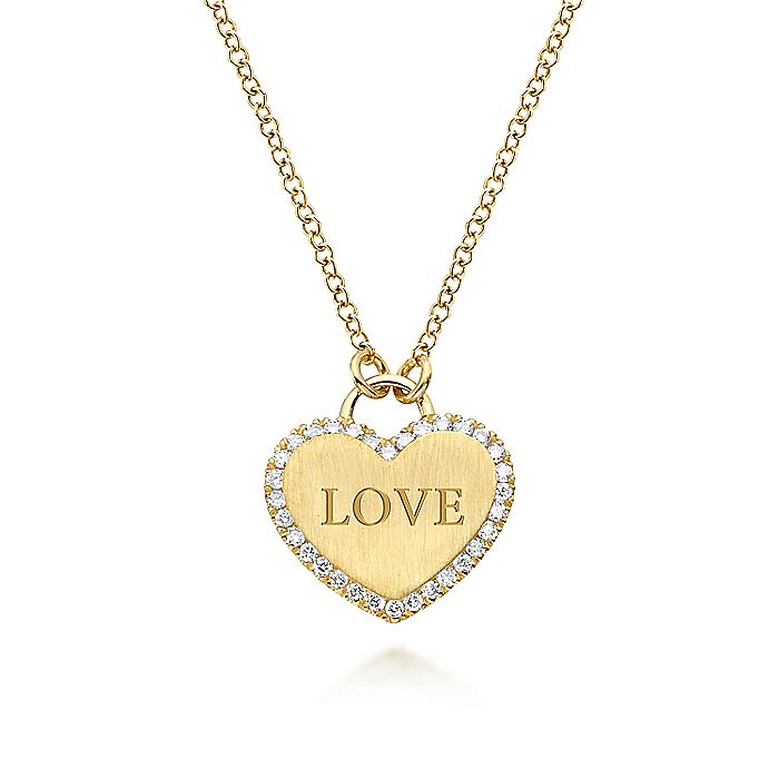 Gabriel & Co. NK5199Y45JJ 14K Yellow Gold Diamond Halo Heart Pendant Necklace