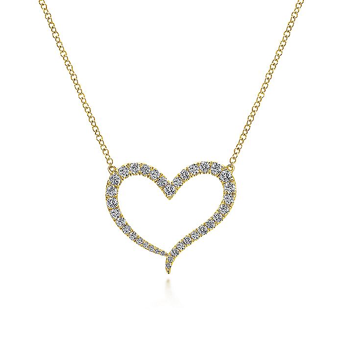 Gabriel & Co. NK5265Y45JJ 14K Yellow Gold Open Heart Diamond Pendant Necklace