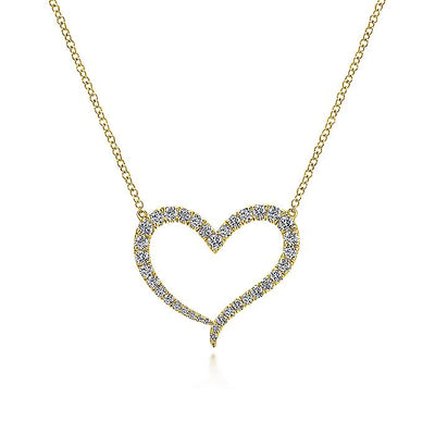 Gabriel & Co. NK5265Y45JJ 14K Yellow Gold Open Heart Diamond Pendant Necklace