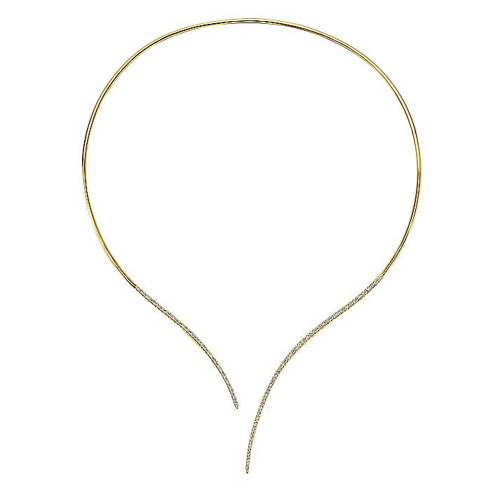 Gabriel & Co. NK5277Y45JJ Asymmetrical 14K Yellow Gold Open Diamond Collar Necklace