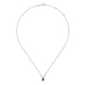 Gabriel & Co. NK5292W45SA Vintage Inspired 14K White Gold Teardrop Sapphire and Diamond Halo Pendant Necklace