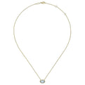 Gabriel & Co. NK5312Y45AQ 14K Yellow Gold Oval Aquamarine and Diamond Halo Pendant Necklace