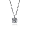 Gabriel & Co. NK5335W45JJ 14K White Gold Cushion Shaped Diamond Cluster Pendant Necklace