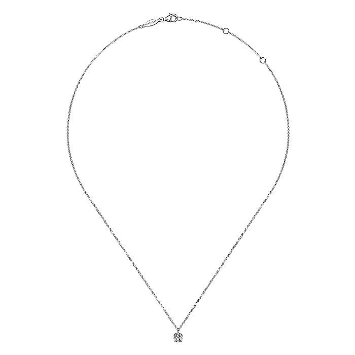 Gabriel & Co. NK5335W45JJ 14K White Gold Cushion Shaped Diamond Cluster Pendant Necklace