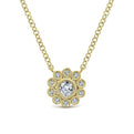 Gabriel & Co. NK5405Y45JJ 14K Yellow Gold Bezel Set Floral Diamond Pendant Necklace