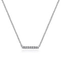 Gabriel & Co. NK5422W45JJ 14K White Gold Petite Pavé Diamond Bar Necklace