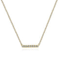 Gabriel & Co. NK5422Y45JJ 14K Yellow Gold Petite Pavé Diamond Bar Necklace