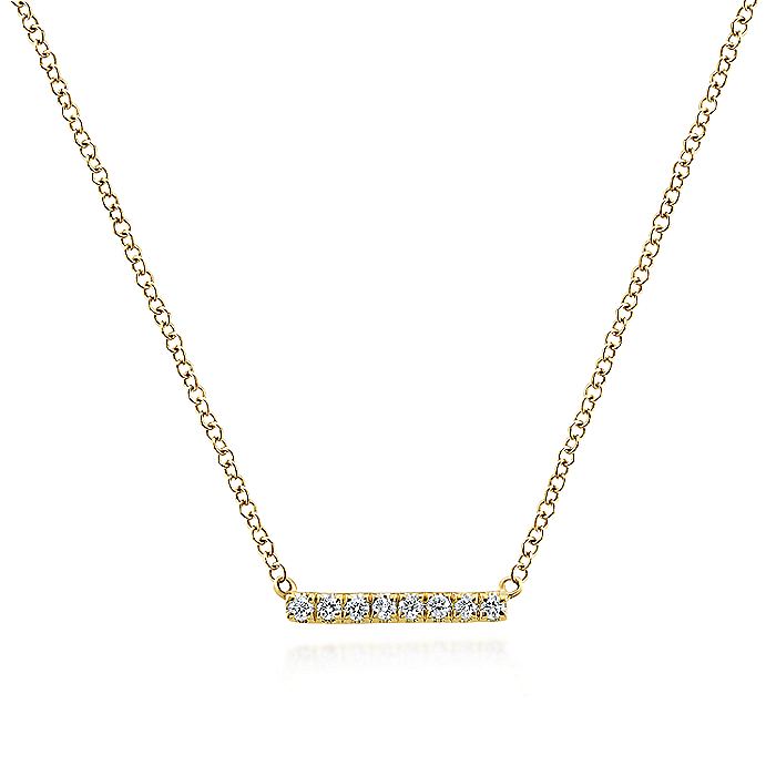 Gabriel & Co. NK5422Y45JJ 14K Yellow Gold Petite Pavé Diamond Bar Necklace