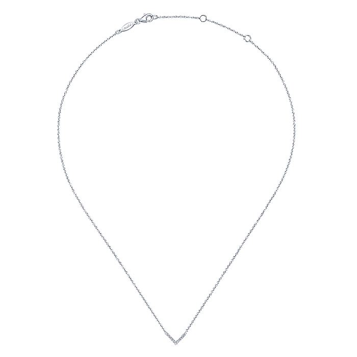 Gabriel & Co. NK5423W45JJ 14K White Gold V Shaped Diamond Bar Necklace