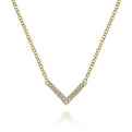 Gabriel & Co. NK5423Y45JJ 14K Yellow Gold V Shaped Diamond Bar Necklace