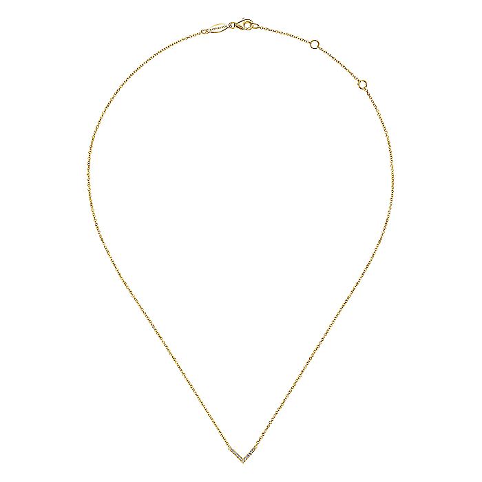 Gabriel & Co. NK5423Y45JJ 14K Yellow Gold V Shaped Diamond Bar Necklace