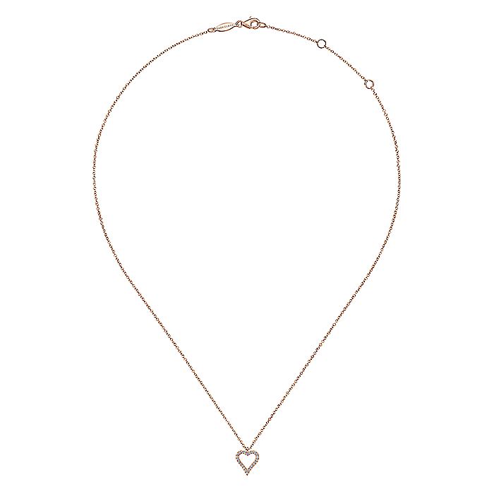 Gabriel & Co. NK5452K45JJ 14K Rose Gold Pavé Diamond Open Heart Necklace