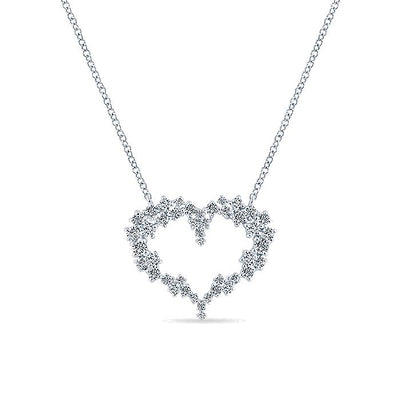 Gabriel & Co. NK5563W45JJ 14K White Gold Diamond Cluster Heart Pendant Necklace