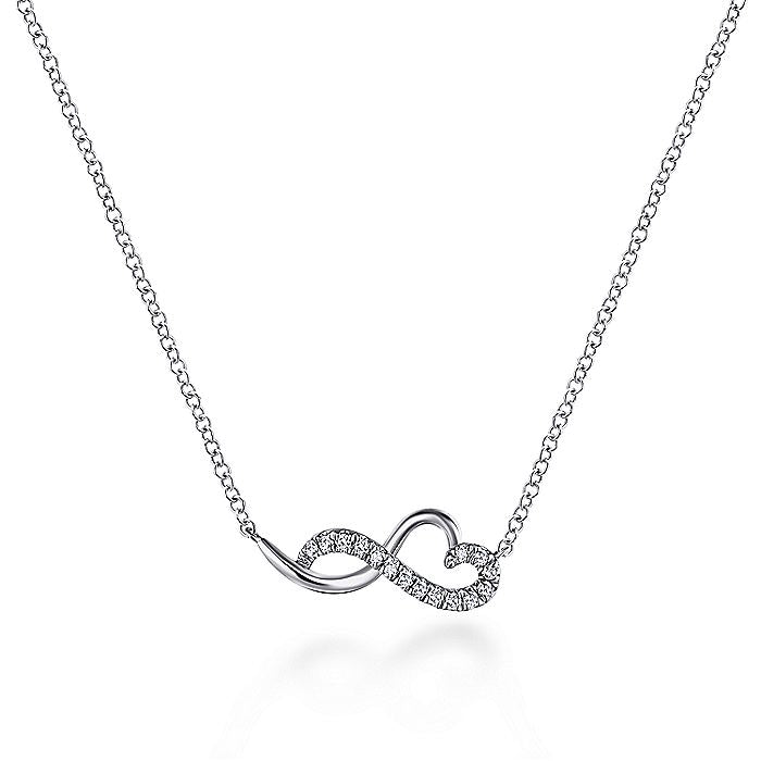 Gabriel & Co. NK5736W45JJ 14K White Gold Diamond Infinity Heart Pendant Necklace