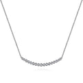 Gabriel & Co. NK5796W45JJ 14K White Gold Curved Bar Necklace with Bezel Set Round Diamonds