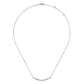 Gabriel & Co. NK5796W45JJ 14K White Gold Curved Bar Necklace with Bezel Set Round Diamonds