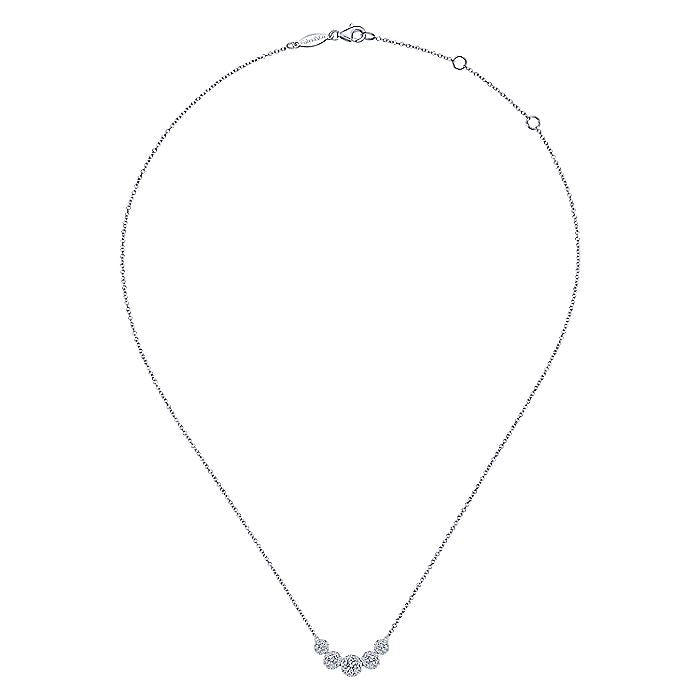 Gabriel & Co. NK5825W45JJ 14K White Gold Round Diamond Halo Necklace