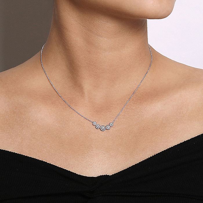 Gabriel & Co. NK5825W45JJ 14K White Gold Round Diamond Halo Necklace