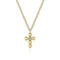 Gabriel & Co. NK5935Y45JJ 14K Yellow Gold Beaded Diamond Cross Necklace