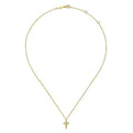 Gabriel & Co. NK5935Y45JJ 14K Yellow Gold Beaded Diamond Cross Necklace