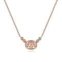 Gabriel & Co. NK5937K45MO 14K Rose Gold Oval Morganite Pendant Necklace with Diamond Accents