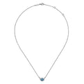 Gabriel & Co. NK5937W45BT 14K White Gold Oval Swiss Blue Topaz Pendant Necklace with Diamond Accents