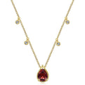 Gabriel & Co. NK5939Y45GN 14K Yellow Gold Pear Shape Garnet Pendant Necklace with Diamond Side Drops