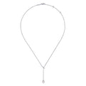 Gabriel & Co. NK5963W45PL 14K White Gold Diamond Bar Y Necklace with Cultured Pearl Drop