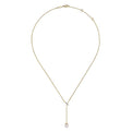 Gabriel & Co. NK5963Y45PL 14K Yellow Gold Diamond Bar Y Necklace with Cultured Pearl Drop