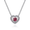 Gabriel & Co. NK5981W45PT 14K White Gold Round Pink Tourmaline and Diamond Heart Pendant Necklace