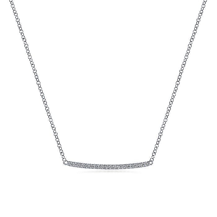 Gabriel & Co. NK5986W45JJ 14K White Gold Curved Pavé Diamond Bar Necklace