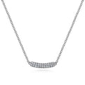 Gabriel & Co. NK5989W45JJ 14K White Gold Curved Pavé Diamond Bar Necklace