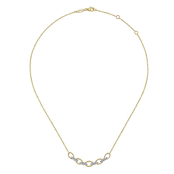 Gabriel & Co. NK6063M45JJ 14K Yellow-White Gold Twisted Rope Oval Link Necklace with Diamond Connectors