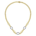 Gabriel & Co. NK6090M45JJ 14K Yellow-White Gold Oval Chain Link Necklace with Diamond Pavé