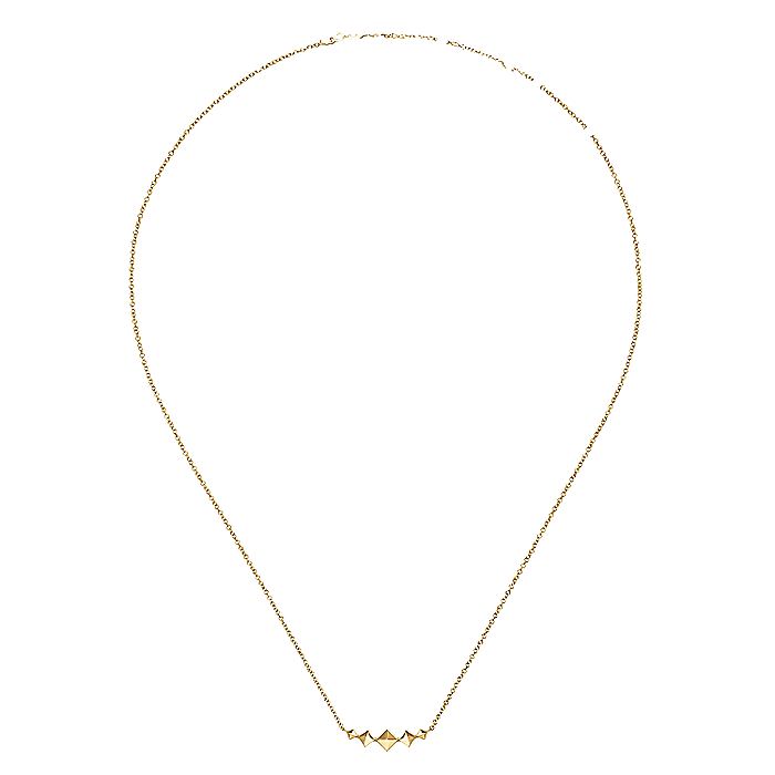 Gabriel & Co. NK6116Y4JJJ 14K Yellow Gold Graduated Pyramid Bar Necklace