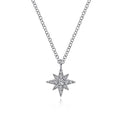 Gabriel & Co. NK6126W45JJ 14K White Gold Diamond Pavé Star Pendant Necklace