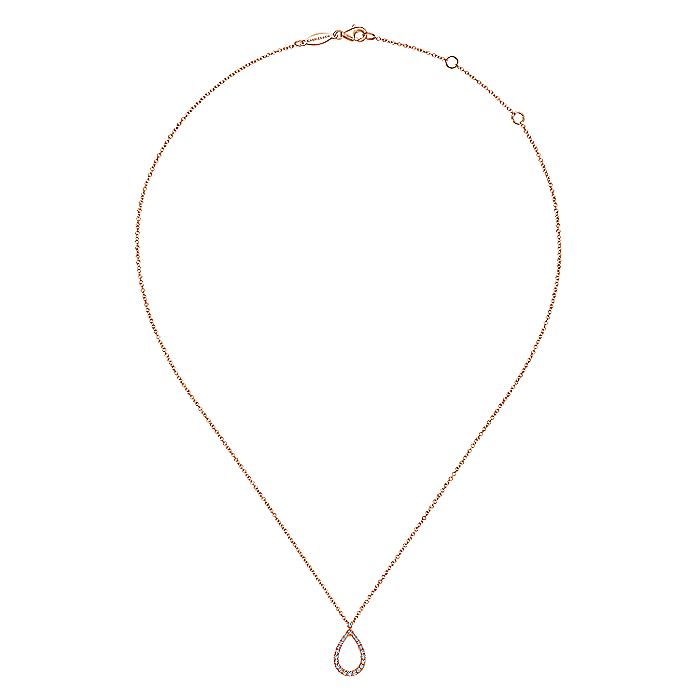 Gabriel & Co. NK6134K45JJ 14K Rose Gold Teardrop Diamond Pendant Necklace