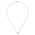 Gabriel & Co. NK6143W45AQ 18 inch 14K White Gold Round Aquamarine and Diamond Halo Pendant Necklace