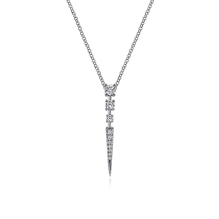 Gabriel & Co. NK6187W45JJ 14K White Gold Diamond Spike Pendant Necklace