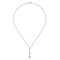 Gabriel & Co. NK6199W45JJ 14K White Gold Diamond Bar and Teardrop Necklace